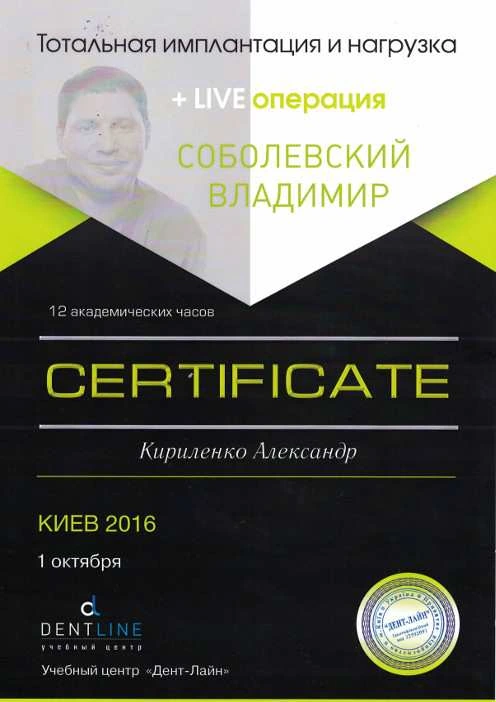 Кириленко Александр Викторович сертификат - 9