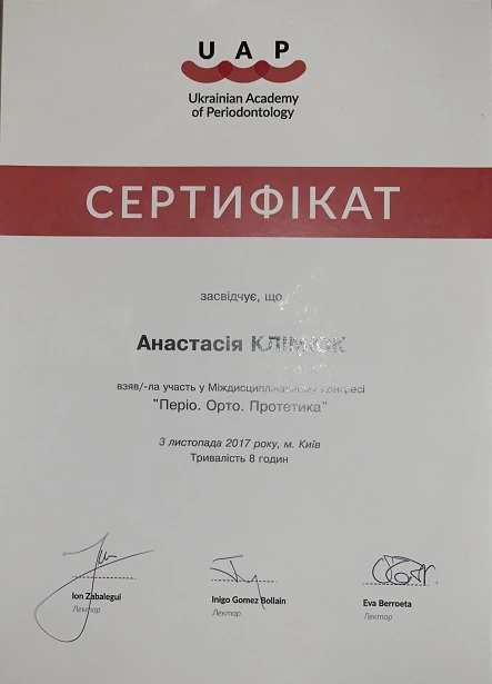 Сертификат Шарикадзе (Климюк) Анастасии Вадимовны - 3