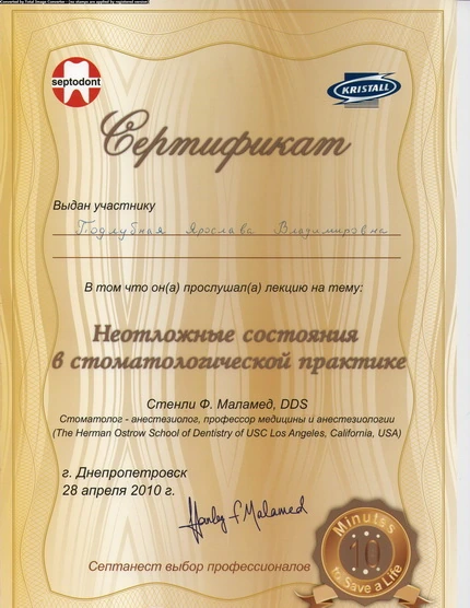 Сертификат Подлубной Ярославы Владимировны - 8