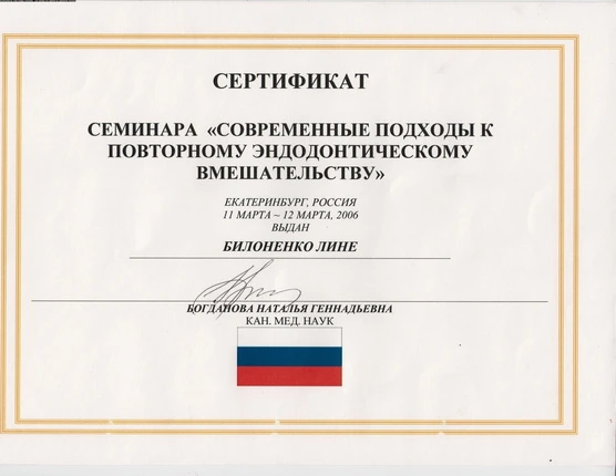 Сертификат Билоненко Лины Тимофеевны - 16