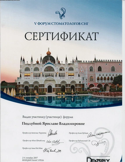 Сертификат Подлубной Ярославы Владимировны - 4