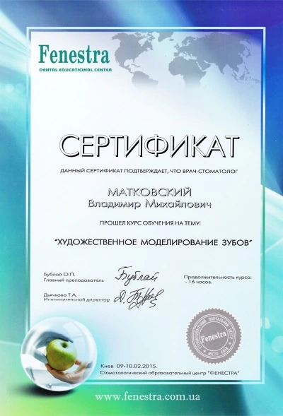 Сертификат Матковского Владимира Михайловича - 3
