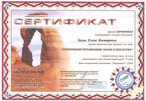 Сертификат Базик Елена Викторовна - 4