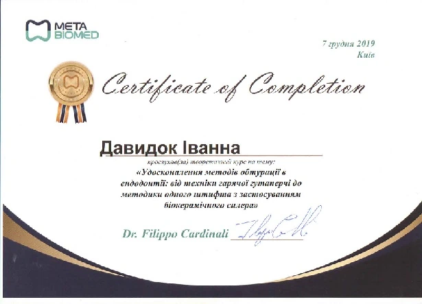 Сертификат Давыдок Иванны Ивановной - 7