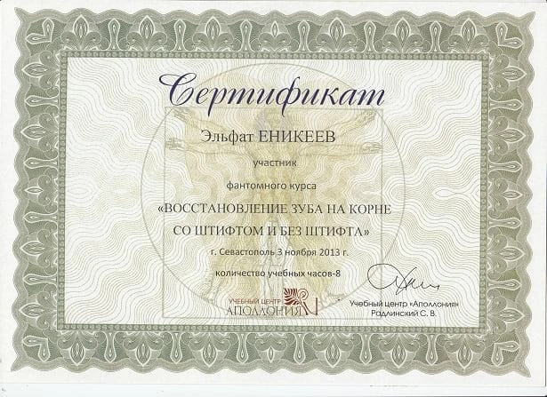 Еникеев Эльфат Шавкатович сертификат - 22